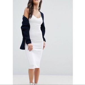 ASOS white midi body con dress
